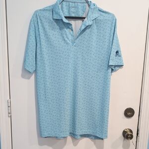 Johnnie-O Gage Polo Gulf Blue Circles Polo Shirt Size Large Golf Outdoors UPF 50